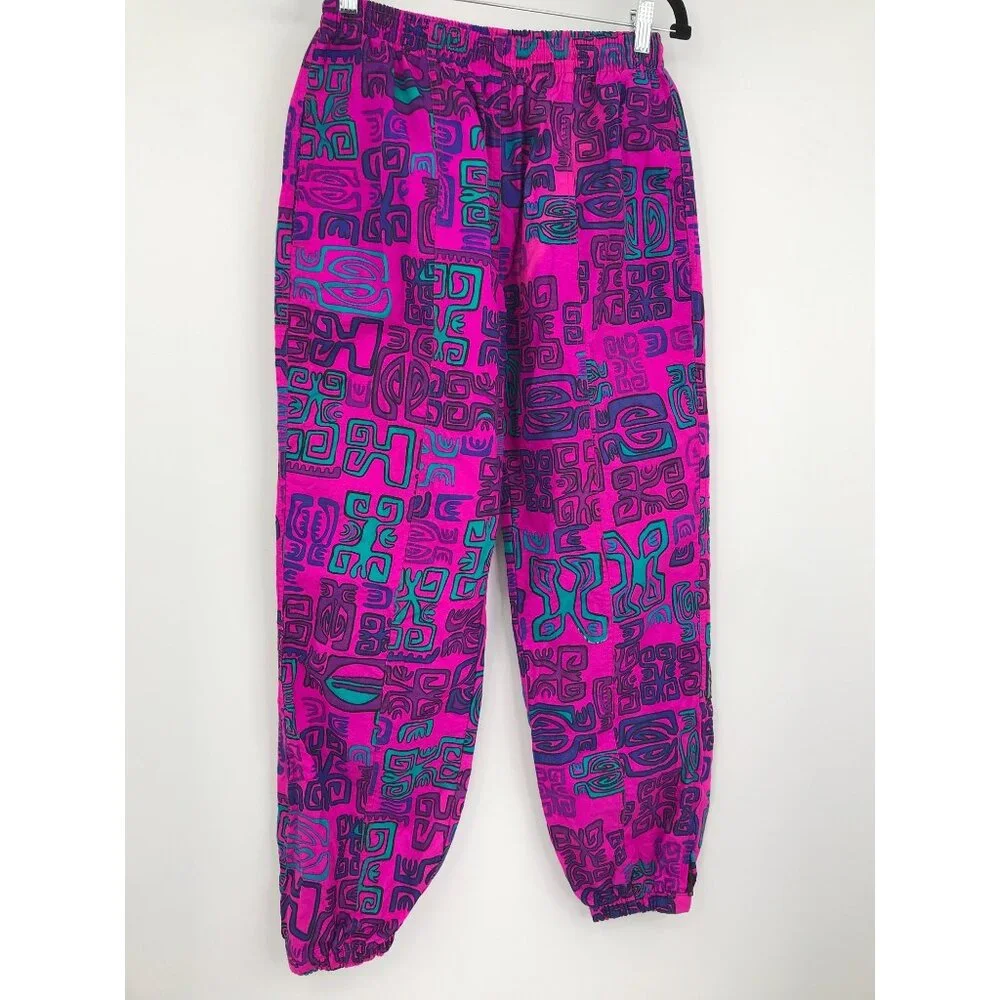 White Sierra Vintage 90's Y2K Tribal Windbreaker Jogger Pant Pink Purple Small - Picture 2 of 10